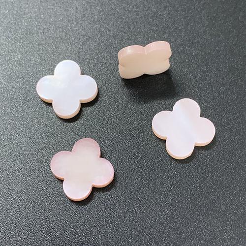 天然深海粉贝壳粉蝶贝四叶草吊坠裸石镶嵌diy饰品配件粉贝母戒面